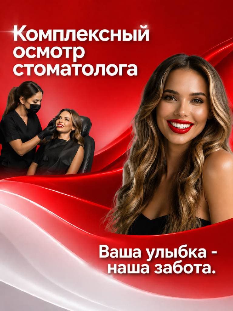 Комплексный осмотр стоматолога + план лечения, 45 мин.