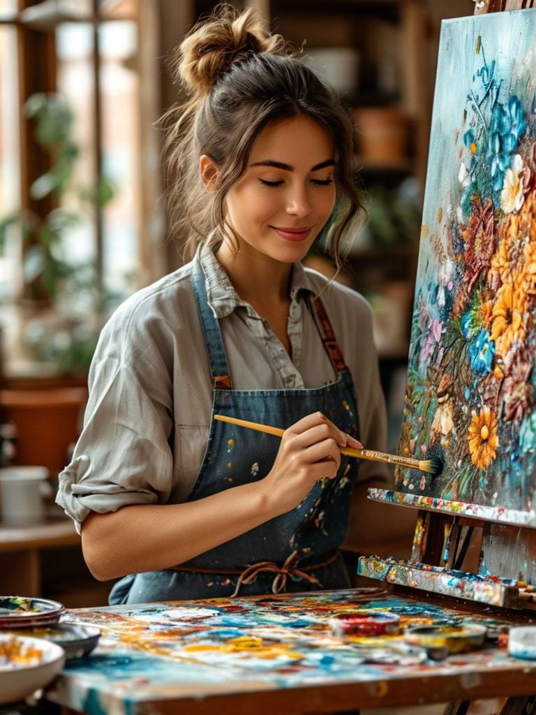 Групповое занятие по живописи для взрослых