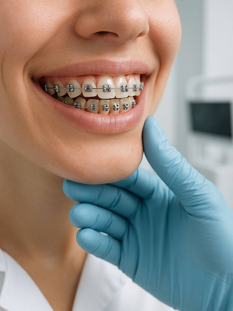 Металлические лигатурные брекеты на 2 челюсти