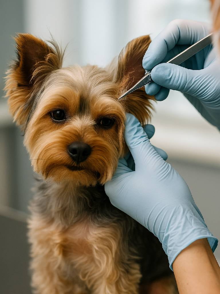 Выщипывание волос из ушей для собак мелких пород