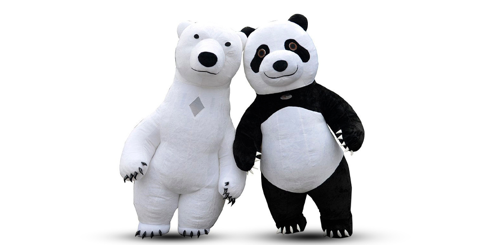 на выездное поздравление ростовой куклы на выбор (Белый мишка или Панда, 2 м.), 20 мин.