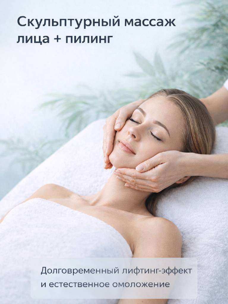 Скульптурный массаж лица + пилинг