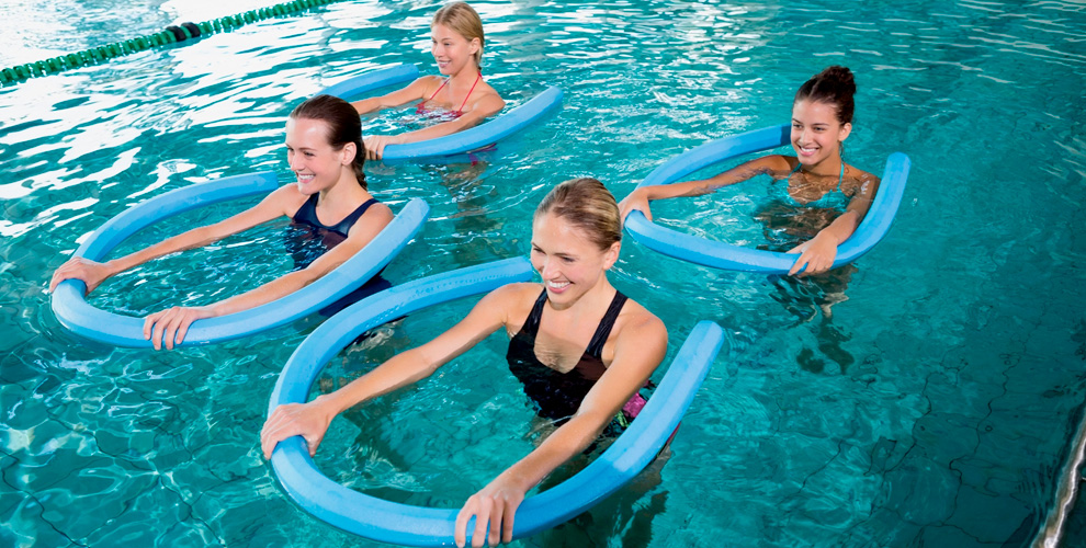 на 1 групповое занятие аквааэробикой + посещение сауны, 1 ч.