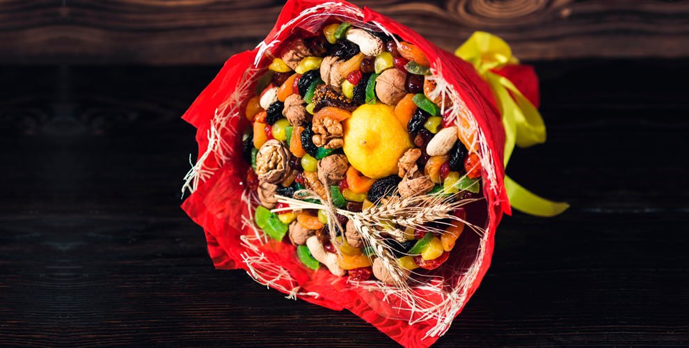 на ассортимент фруктовых букетов по акции