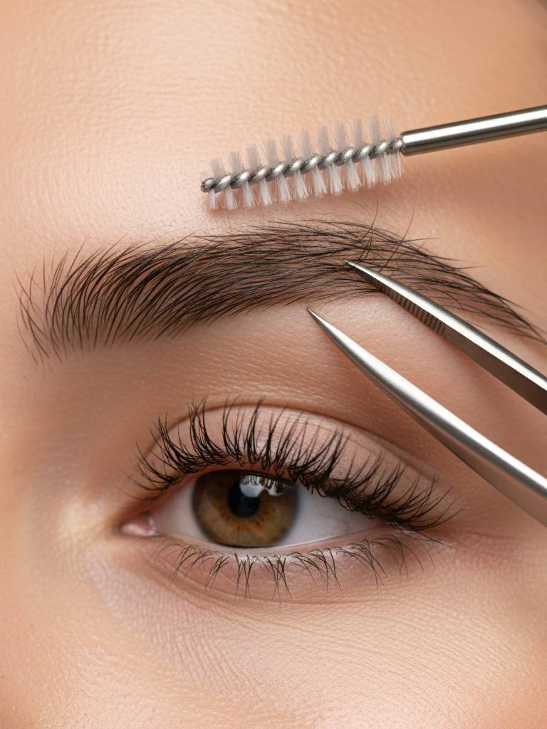 Оформление бровей пинцетом